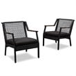 Real Flame Calvin Aluminum Patio Dining Arm Chair in Black (Set of 2)