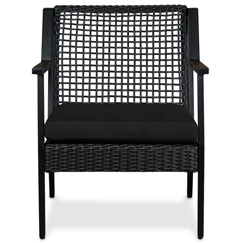 Real Flame Calvin Aluminum Patio Dining Arm Chair in Black (Set of 2)