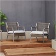 Real Flame Calvin Aluminum Patio Dining Arm Chair in Gray (Set of 2)