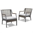 Real Flame Calvin Aluminum Patio Dining Arm Chair in Gray (Set of 2)
