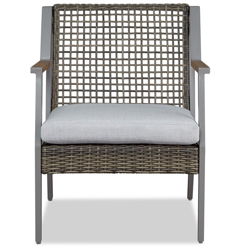 Real Flame Calvin Aluminum Patio Dining Arm Chair in Gray (Set of 2)