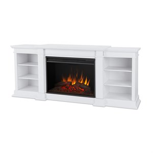 real flame eliot grand amish style solid wood entertainment fireplace in white