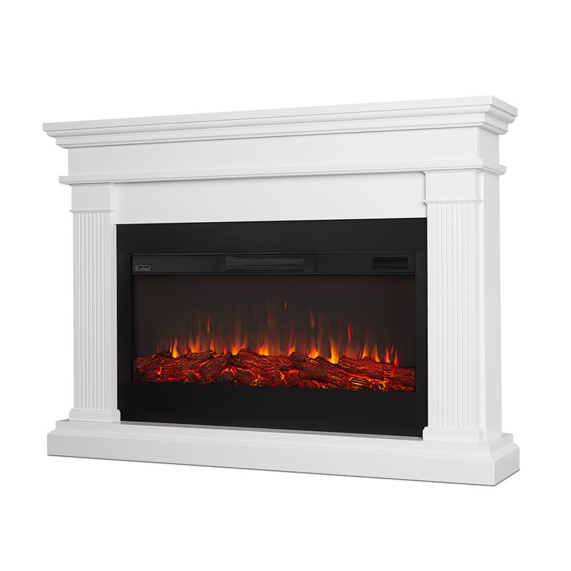 Real Flame Beau Amish Style Solid Wood Electric Fireplace in White