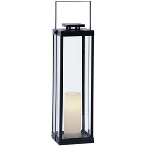 real flame la sal lantern with flameless candle in black