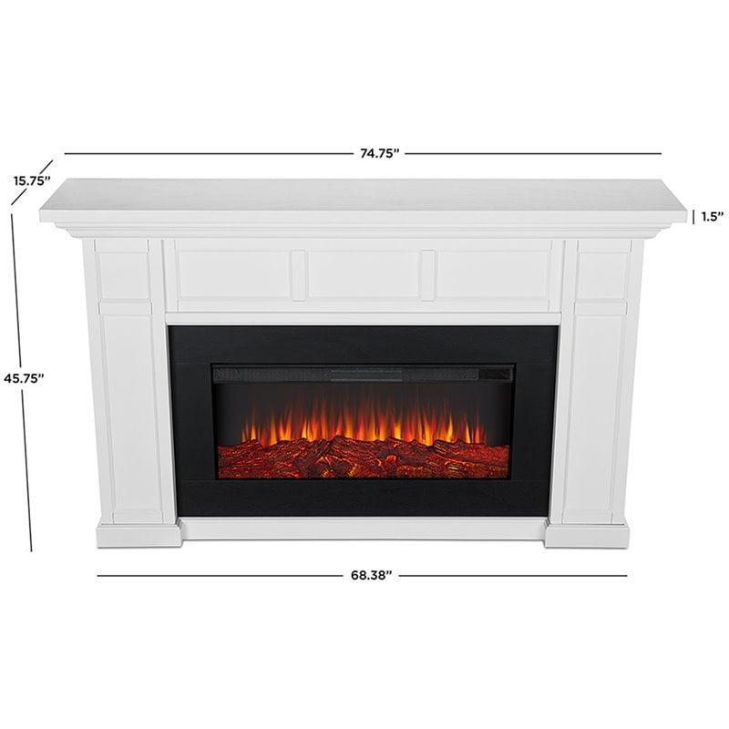 Real Flame Alcott Landscape Electric Wood Fireplace in White