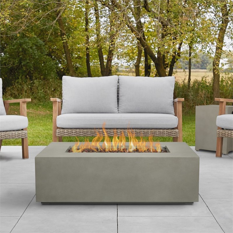 Real Flame Aegean Small Propane Fire Table with Conversion Kit in Mist Gray