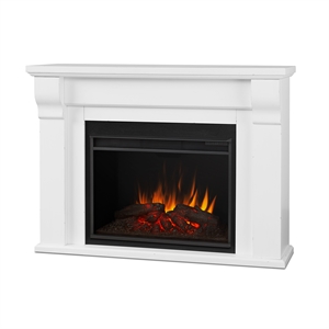 real flame whittier grand electric fireplace in rustic white