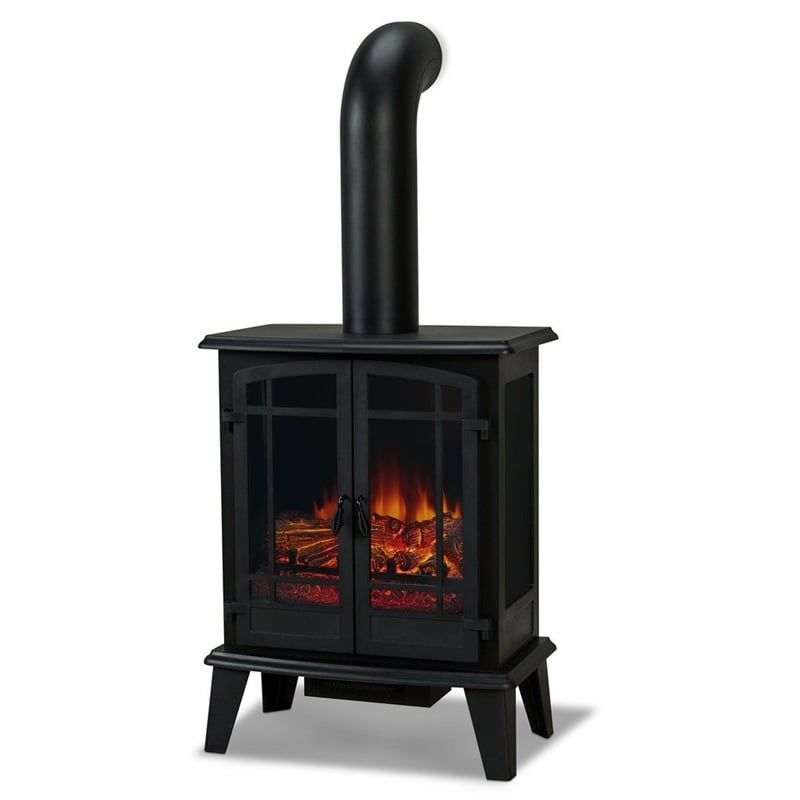 Real Flame Contemporary Metal Foster Stove Electric Fireplace in Black