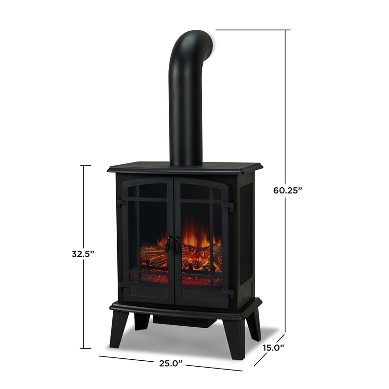Real Flame Contemporary Metal Foster Stove Electric Fireplace in Black