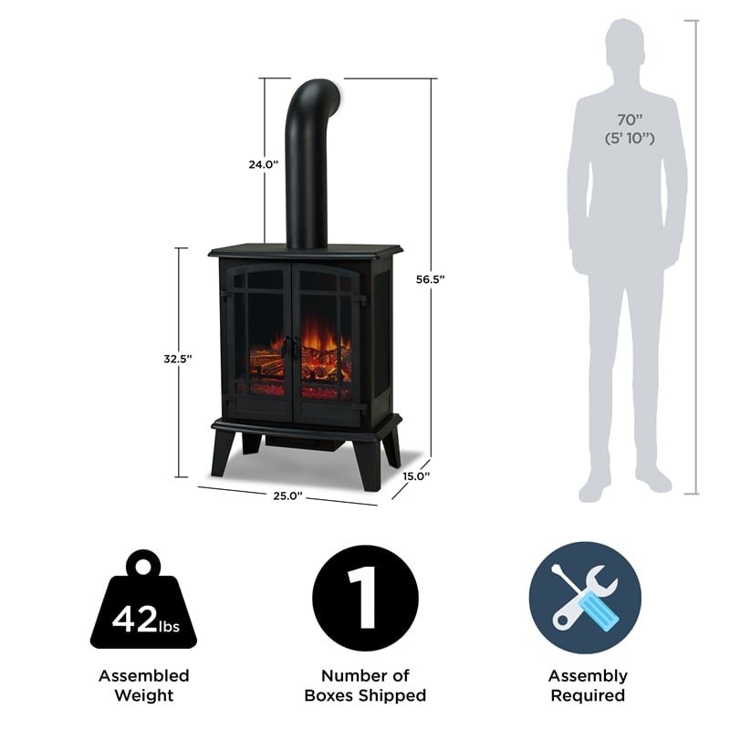 Real Flame Contemporary Metal Foster Stove Electric Fireplace in Black