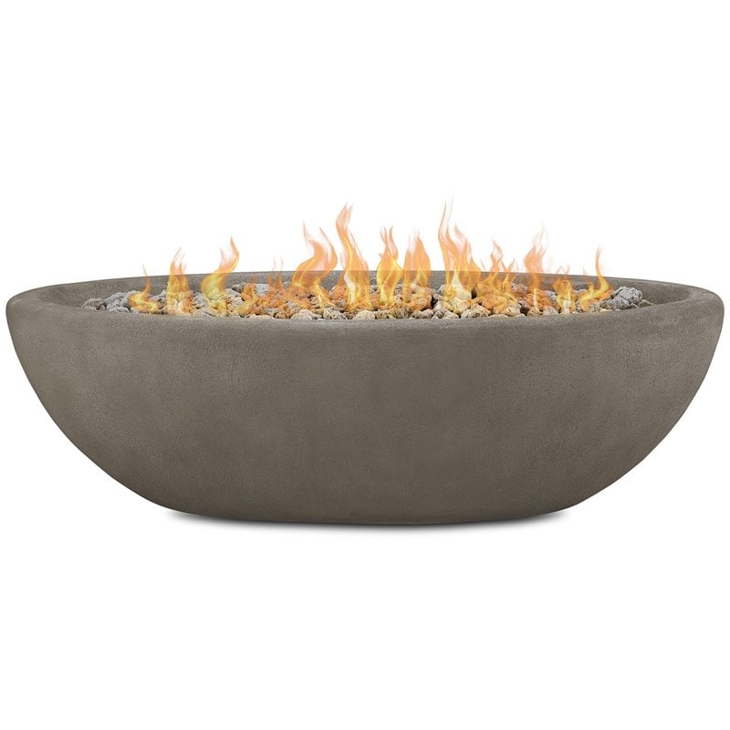 Real Flame Riverside Large Oval LP Metal Fire Bowl in Glacier Gray