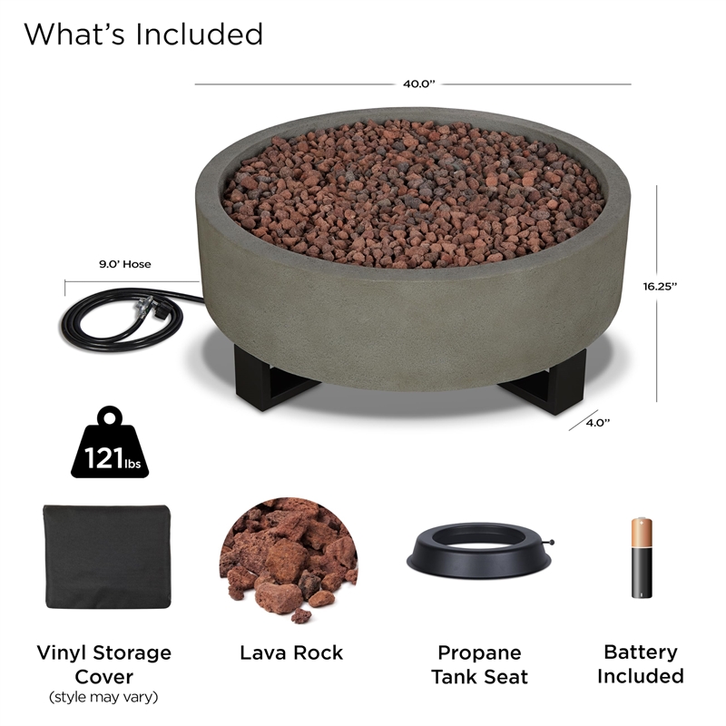 Real Flame Idledale Propane Fire Bowl for Outdoors in Glacier Gray