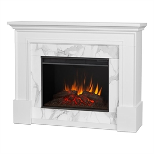 real flame merced wood grand electric fireplace in white