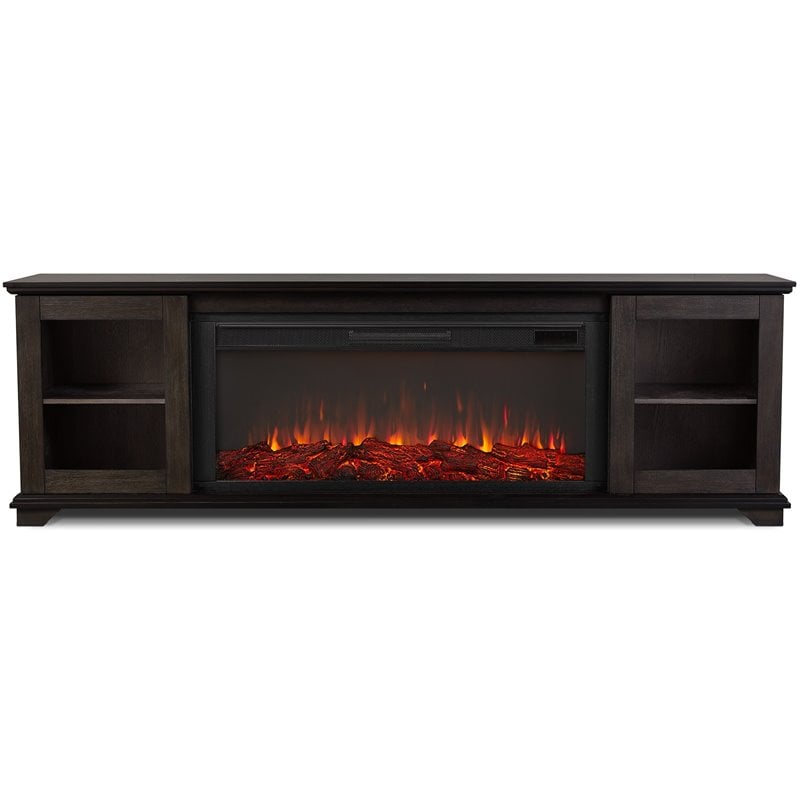 Real Flame Benjamin Solid Wood Landscape Media Electric Fireplace in Brown