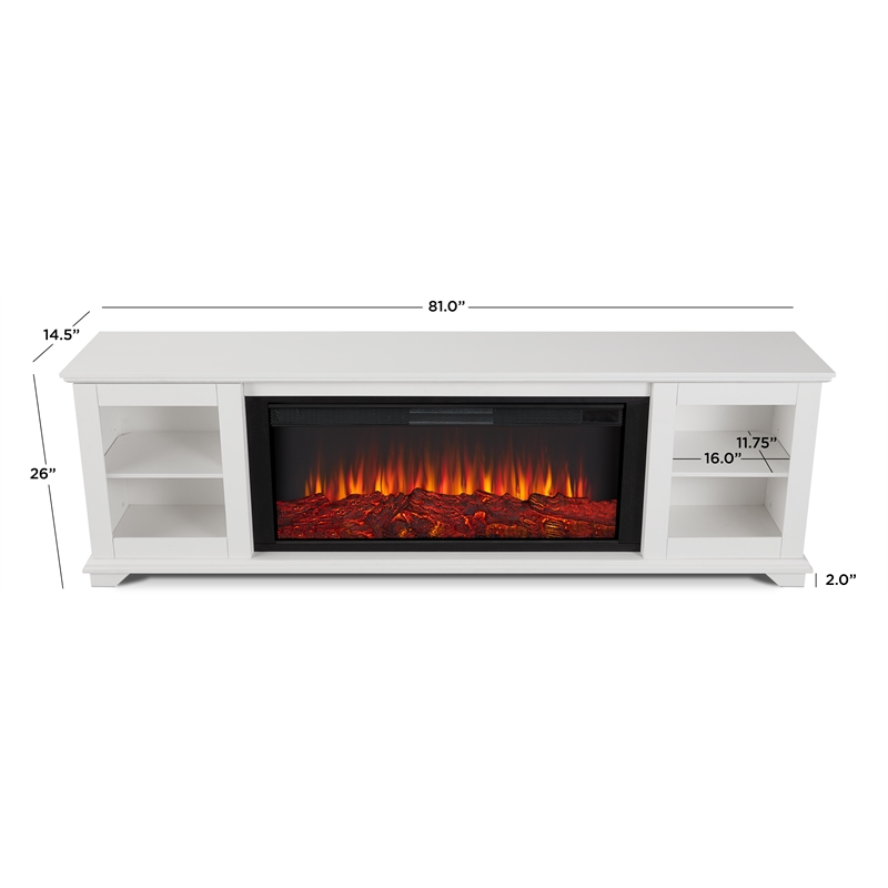 Real Flame Benjamin Solid Wood Landscape Media Electric Fireplace in White