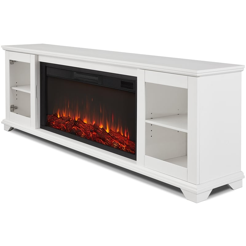 Real Flame Benjamin Solid Wood Landscape Media Electric Fireplace in White