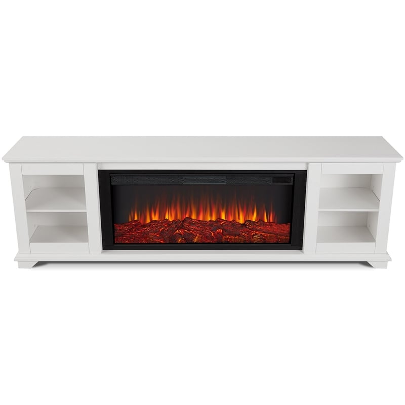 Real Flame Benjamin Solid Wood Landscape Media Electric Fireplace in White