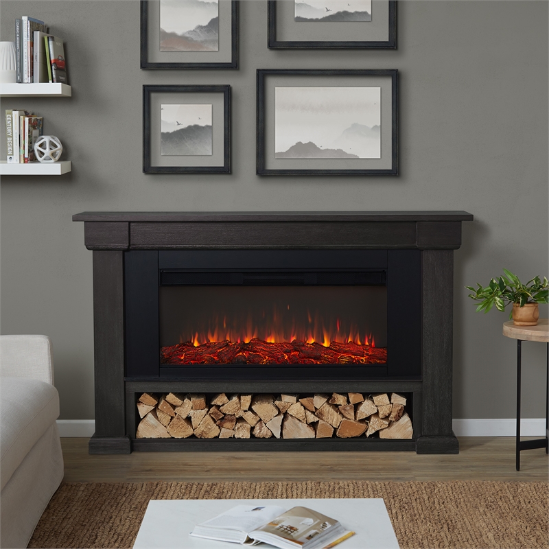 Real Flame Bristow Solid Wood Landscape Electric Fireplace in Weathered Wood