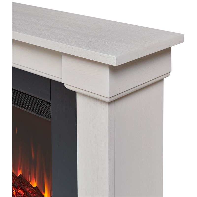 Real Flame Bristow Solid Wood Landscape Electric Fireplace in Bone White