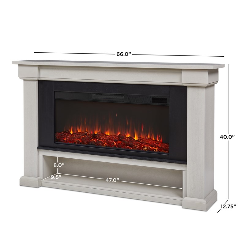 Real Flame Bristow Solid Wood Landscape Electric Fireplace in Bone White