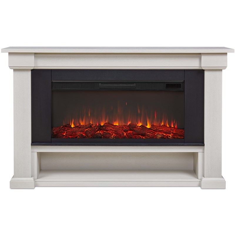 Real Flame Bristow Solid Wood Landscape Electric Fireplace in Bone White