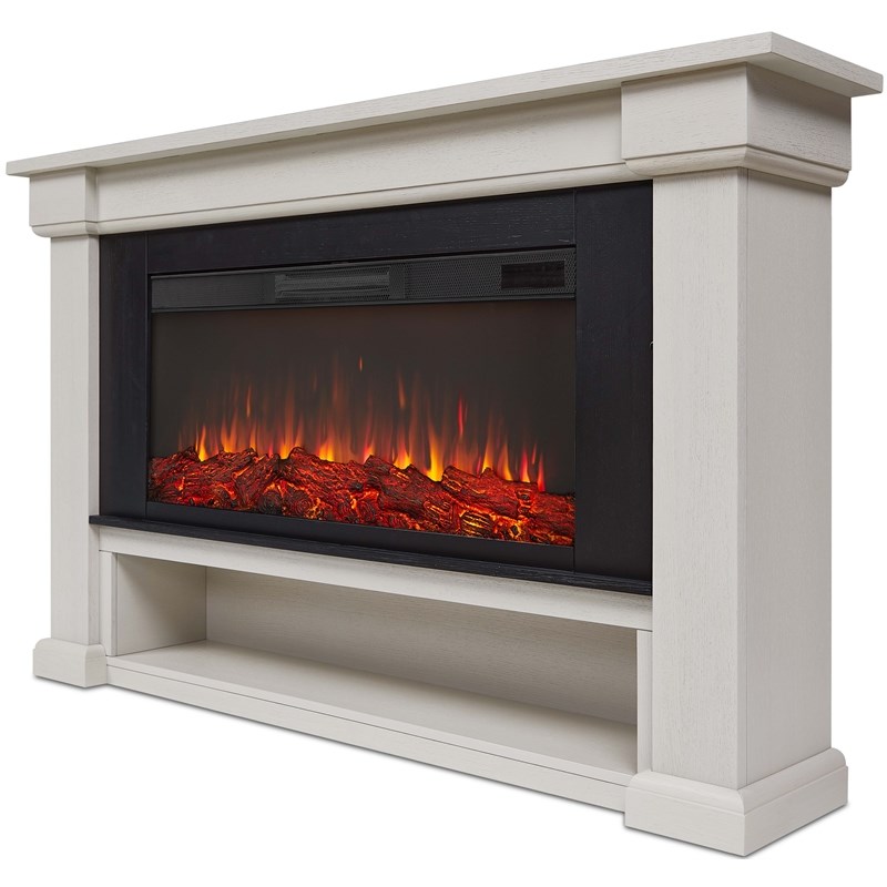Real Flame Bristow Solid Wood Landscape Electric Fireplace in Bone White