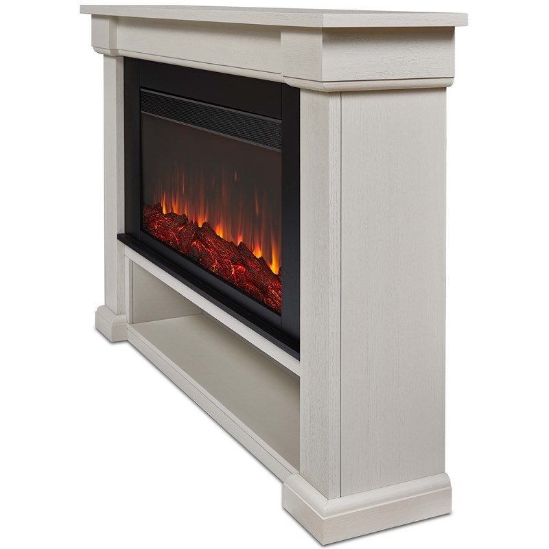 Real Flame Bristow Solid Wood Landscape Electric Fireplace in Bone White