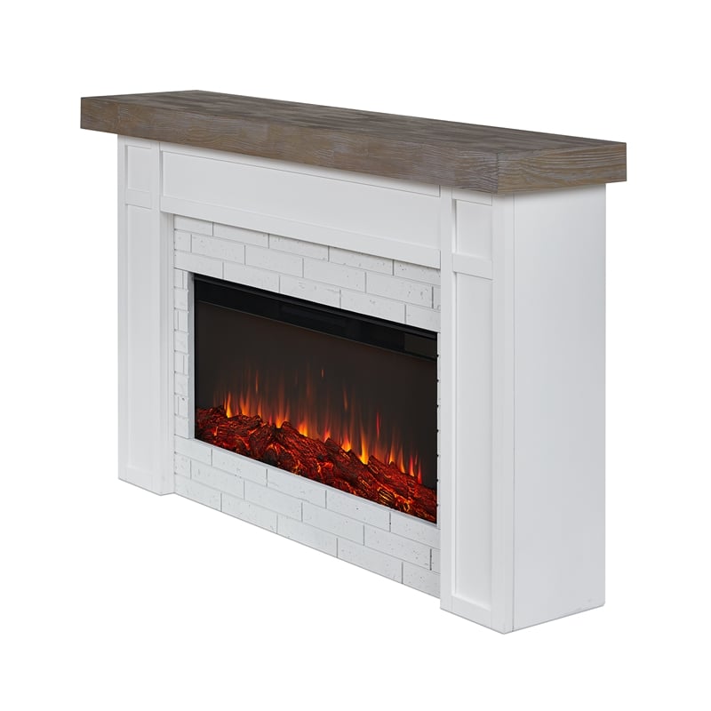 Real Flame Cravenhall Solid Wood and Glass Landscape Electric Fireplace in White
