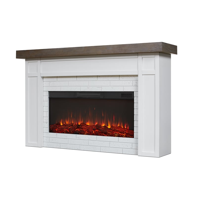 Real Flame Cravenhall Solid Wood and Glass Landscape Electric Fireplace in White