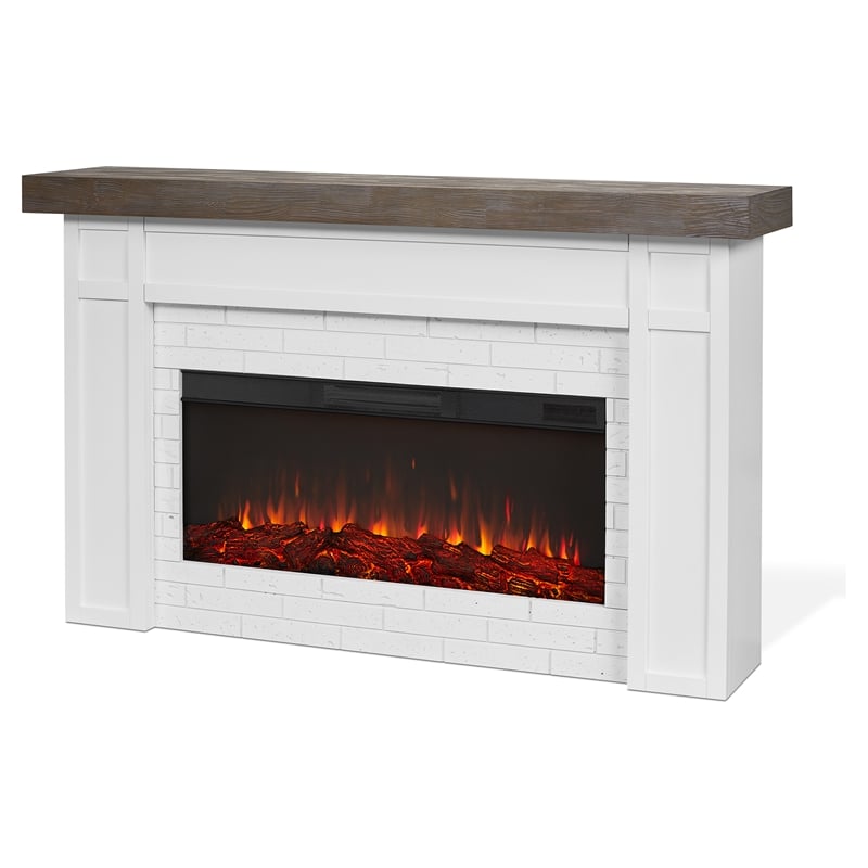Real Flame Cravenhall Solid Wood and Glass Landscape Electric Fireplace in White