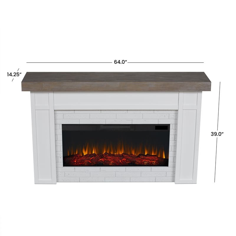 Real Flame Cravenhall Solid Wood and Glass Landscape Electric Fireplace in White
