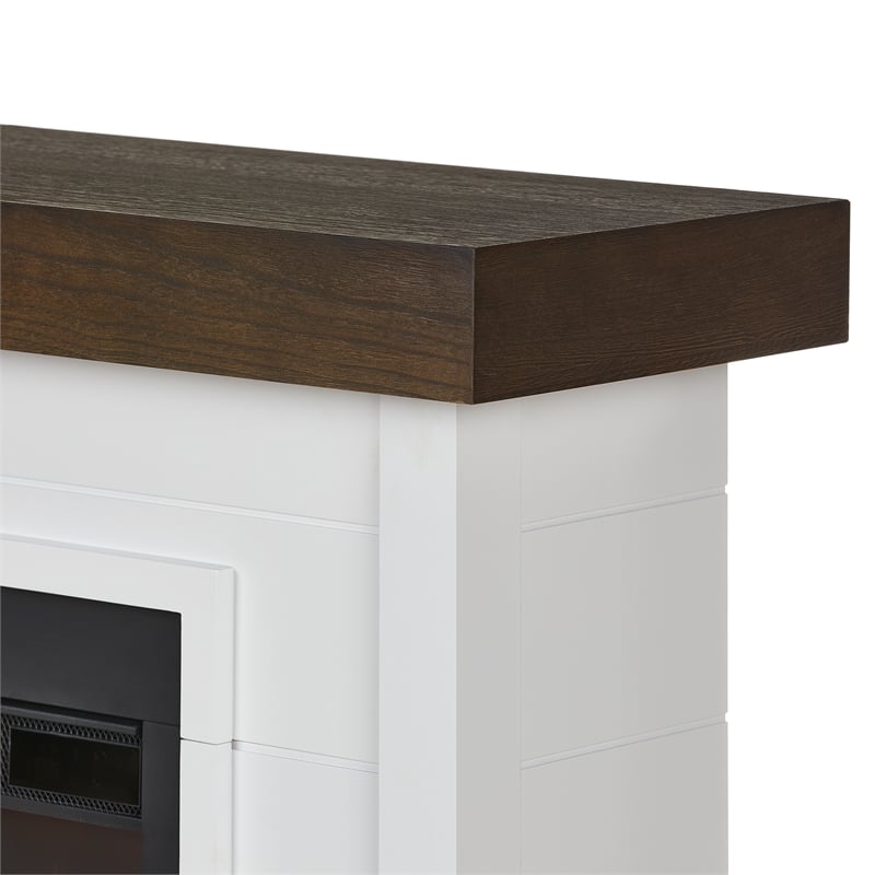 Real Flame Bernice Solid Wood Steel Glass Landscape Electric Fireplace in White