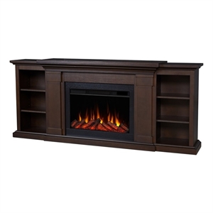real flame winterset solid wood slim media electric fireplace in dark walnut