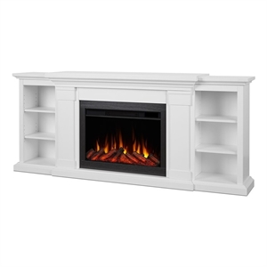 real flame winterset solid wood slim media electric fireplace in white