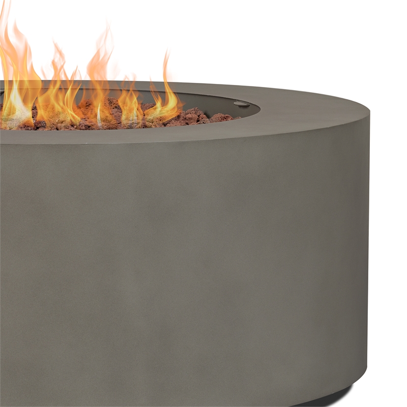 Real Flame Aegean Round Contemporary Steel Propane Fire Table in Mist Gray