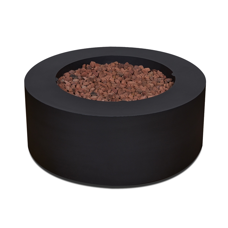 Real Flame Aegean Round Contemporary Steel Propane Fire Table in Black