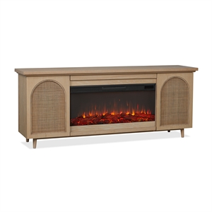 Real Flame Dahlia 76&quot Landscape Electric Fireplace TV Stand in White Oak