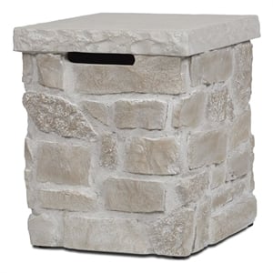 Real Flame Scottsdale 20&quotH Square Stone Propane Tank Cover and Side Table