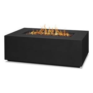 Real Flame Aegean 42&quot Rectangle Steel Propane Fire Pit Table in Black
