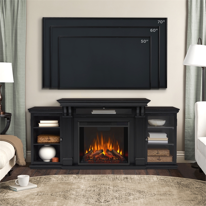 Real Flame Calie Electric Fireplace TV Stand in Black