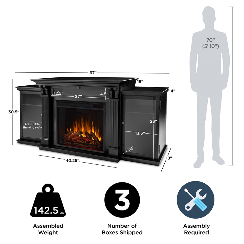 Real Flame Calie Electric Fireplace TV Stand in Black