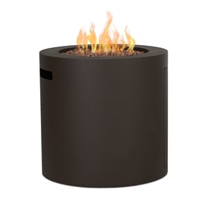 Real Flame Aegean 24&quot Round Steel Propane Fire Pit Table in Dark Bronze