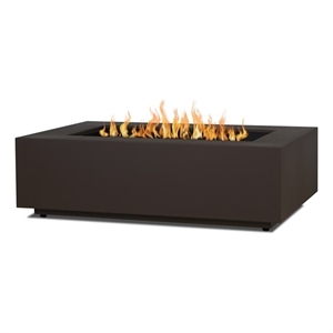 Real Flame Aegean 50&quot Rectangle Steel Propane or Natural Gas Fire Pit Table in Dark Bronze