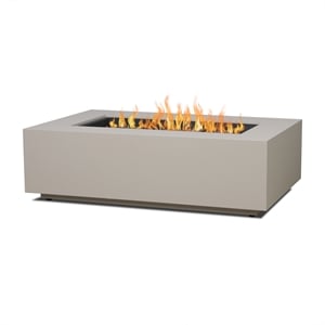 Real Flame Aegean 50&quot Rectangle Steel Propane or Natural Gas Fire Pit Table in Light Sand