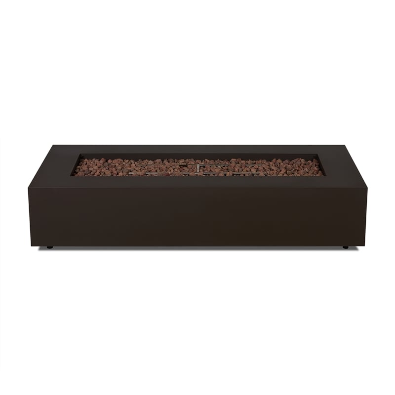Real Flame Aegean 70-inch Rectangle Steel Propane or Natural Gas Fire Pit Table in Dark Bronze
