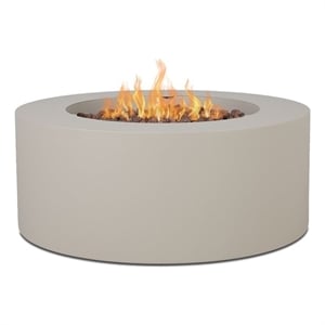 Real Flame Aegean 36&quot Round Steel Propane or Natural Gas Fire Pit Table in Light Sand