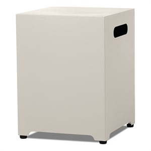 Real Flame 20&quotH Square Metal Propane Tank Cover and Side Table in Light Sand