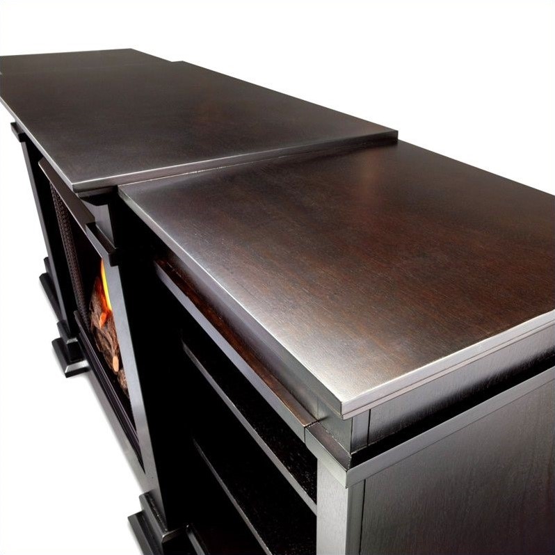 Real Flame Fresno Indoor Gel TV Stand Fireplace in Dark Walnut G1200DW
