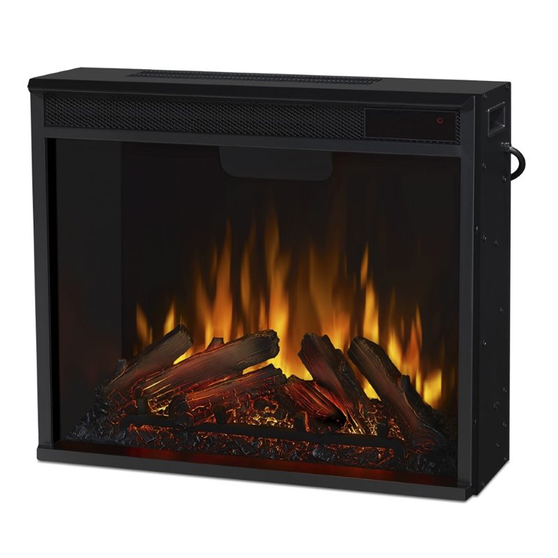 Real Flame Fresno Indoor TV Stand Electric Fireplace in Black Cymax