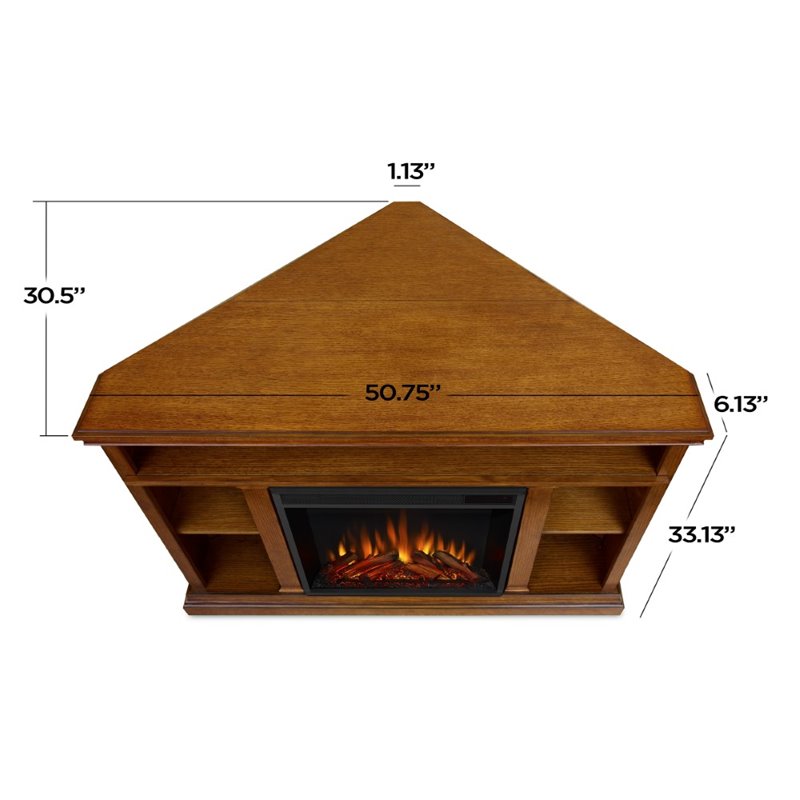 Real Flame Churchill Electric Corner Fireplace in Oak